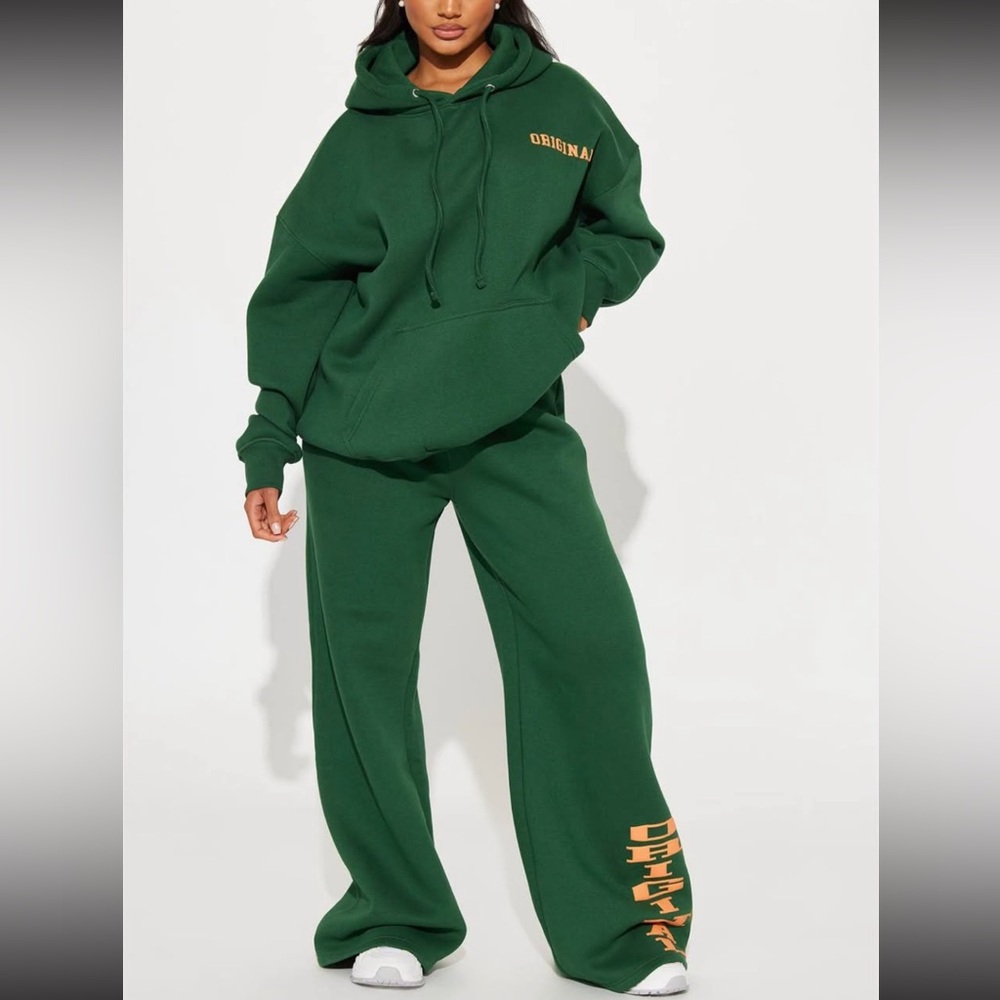 Fashion Nova Green Hoodie and Pants Set